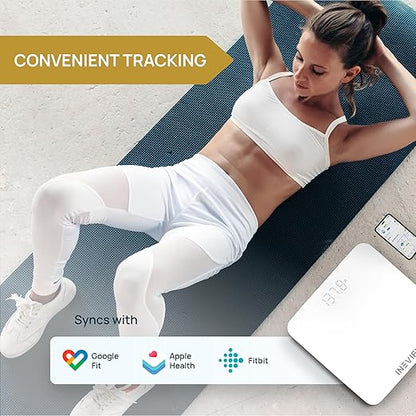 INEVIFIT Smart Bathroom Scale, Highly Accurate Bluetooth Digital Bathroom Body Weight Scale, Precisely Measures Weight & BMI for Unlimited Users (S-White)