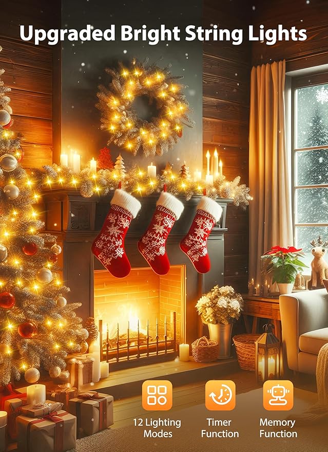 Minetom Christmas Lights Outdoor Cluster Lights - 1000 LED 50 Ft Christmas Firecrackers String Lights, 12 Modes Timer Waterproof Plug in Twinkle Fairy Light for Xmas Tree Garland Party, Warm White