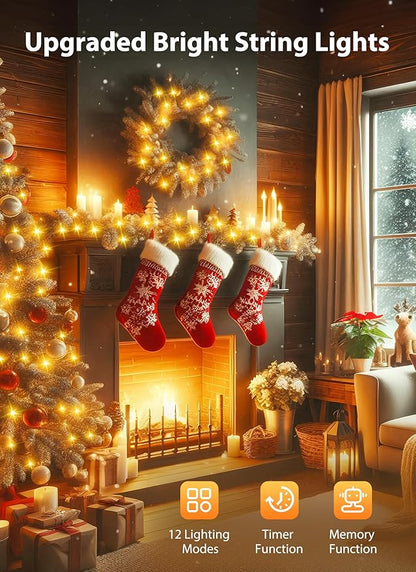 Minetom Christmas Lights Outdoor Cluster Lights - 1000 LED 50 Ft Christmas Firecrackers String Lights, 12 Modes Timer Waterproof Plug in Twinkle Fairy Light for Xmas Tree Garland Party, Warm White