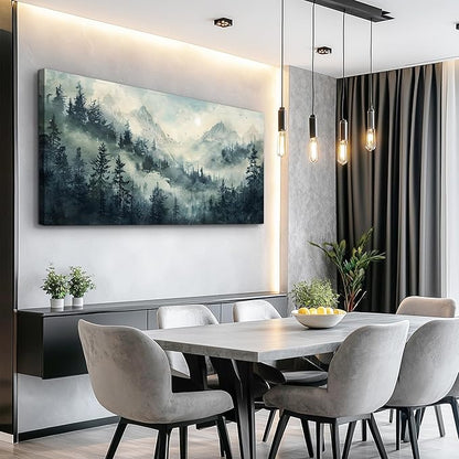 KELIYUAN Misty Forest Landscape Painting Wall Art Painting Modern Canvas Print Natural Landscape Art Pictures Living Room Dining Room Wall Decor Bedroom Office Home Decoration Aesthetics 20x40 In