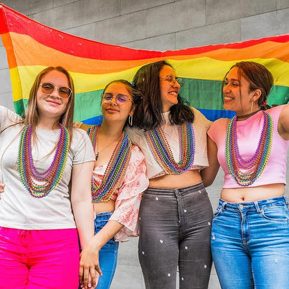 YAXINRUI 15 PCS Pride Beads Necklaces, LGBTQ Pride Necklace Accessories Pride Beads Stuff Rainbow Bead Necklaces for Gay Lesbian Pride Month Parade Throws Rainbow Party Favors in 6 Colors