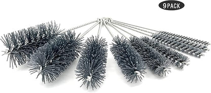 Pipe Cleaning Brush Set Abrasive Filament, 9 Piece Variety Pack for Removal of Rust, Corrosion, Paint