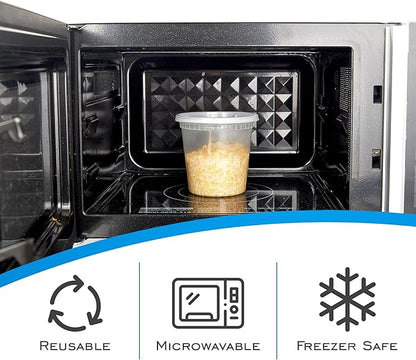 EDI [24 OZ, 50 Sets] Plastic Deli Food Storage Containers with Airtight Lids | Microwave-, Freezer-, Dishwasher-Safe | BPA Free | Heavy-Duty | Meal Prep | Leakproof | Recyclable