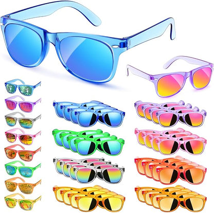 Kids Sunglasses 32 Bulk Party Favors, Toddler Boys Girls Age 3-8 Birthday Favor Summer Goodie Bags Stuffers, Neon Sunglass with UV 400 Protection for Students Valentines Easter Day Gifts