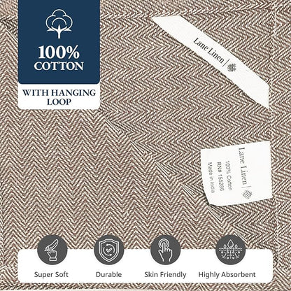 LANE LINEN Kitchen Towels Set - 100% Pure Cotton Dish Towels for Kitchen, Super Absorbent Kitchen Hand Towel, Tea Towels, Soft & Durable Dish Cloths, Pack of 12 – 14”x25”, Beige