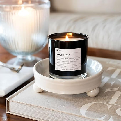 Amber & Rose Luxury Scented Candles, 9oz Soy Wax Candles for Home Scented, Rose, Wood, Amber Scent, Long Burning Time, Gifts for Women, Friends, Men, Sister, Mom, Teacher