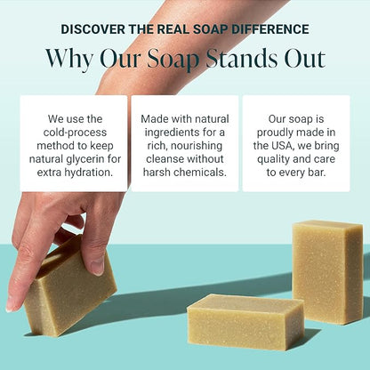 The Bubble Factory Handmade Soap, All Natural Soap for Women & Men, Hand, Bath & Body Natural Bar Soap, Vegan, Palm Oil Free, Made in USA with Shea Butter + Essential Oils, Eucalyptus, Single