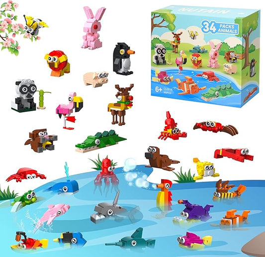 961PCS 8 Pack Party Favors for Kids Building Set,Mini Animals Building Kit Toys,Goodie Bags Stuffers,Christmas Birthday Easter Gifts Ages 6+