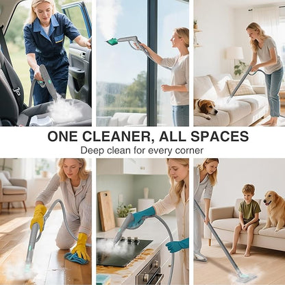 HAUSHOF Steam Cleaner, 1500W Powerful Steam Cleaner for Home with 19 Accessories & 51Oz Water Tank, Chemical-Free Multipurpose Portable Steambot for Floor, Tile, Grout, Couch, Window & Car