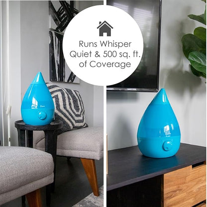 Crane Ultrasonic Cool Mist Humidifier for Bedroom, Baby Nursery, Kids Room, Plants, or Office, Large 1 Gallon Tank, Filter Optional, Aqua