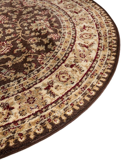 Rugs.com Aditi Collection Rug – 13 Ft Round Brown Medium-Pile Rug Perfect for Kitchens, Dining Rooms