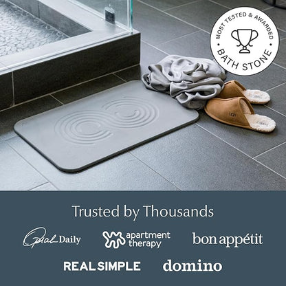 Dorai Home Bath Stone Mat 23.6"x15.4" – Quick-Dry, Non-Slip Diatomite Stone Bath Mat for Bathroom, Zen Slate