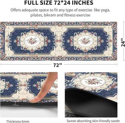 nuveti Yoga Mat Print Extra Thick TPE Non Slip Fitness Exercise Mat with Carrying Bag,72"x24" Extra Thick 6MM Exercise & Workout Mat for Yoga, Pilates Fitness and Floor Exercises