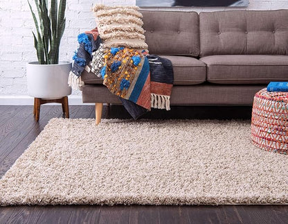 Unique Loom Solid Shag Collection Area Rug (3' 3" x 5' 3" Rectangle, Taupe)