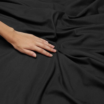 Nestl Short Queen Sheet Set - 1800 Ultra-Soft Microfiber - Double Brushed - Deep Pockets - Easy Fit - 4 Piece Set - Bed Sheets (Short Queen, Black)