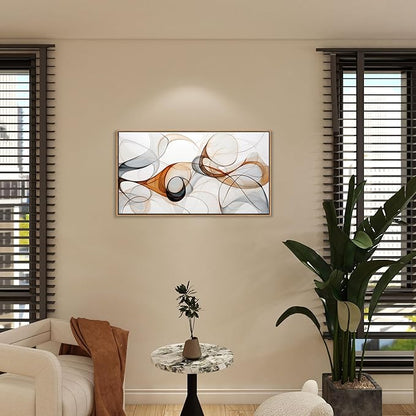 KLAKLA Modern Abstract Gray and Brown Designs - Colorful Curves and Translucent Medium - Frame Wall for Living Room Office Wall Decor Picture Artwork for walls