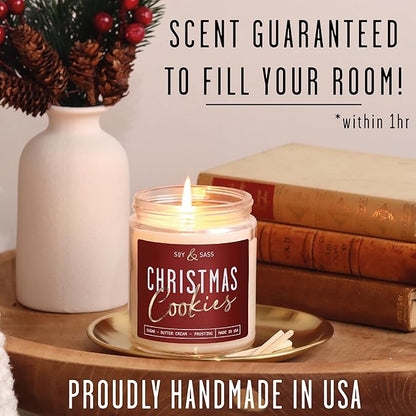 Christmas Cookie Candle, Cookie Candle – ‘Christmas Cookies’ Soy Candles, w/Sugar, Butter & Vanilla - Infused with Essential Oils I Christmas Candles I 9oz, 50Hr, Made in USA