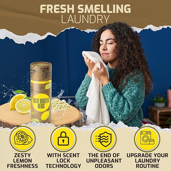 Scent Boosters for Washer, Wild Lemon Aroma - Bulk Laundry Booster Beads and Fabric Smell Deodorizer - In Wash Odor Eliminator Pods for Fresh Scented Clothes (Pack of 2)