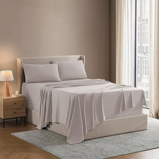 Nestl California King Sheet Set - 1800 Ultra-Soft Microfiber Cal King Bed Sheets - Double Brushed - Deep Pockets - Easy Fit - 4 Piece Set - Bed Sheets (California King, Linen)