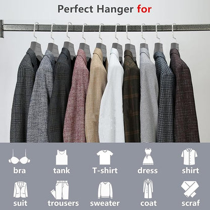 DEDU Plastic Extra Wide Shoulder Suit Hangers for Men 15 Pack Width 17.7", Grey Sweater Hangers no Shoulder Bump Non Slip for Thick Sweaters, Clothes Hangers with Pants Bar & Metal Hook