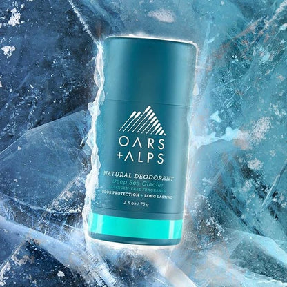 Oars + Alps Deodorant for Men & Women, Aluminum Free Deodorant for Men, Dermatologist Tested, Clean Ingredients, Non Toxic, Vegan, Long Lasting, Deep Sea Glacier, 1pk, 2.6oz