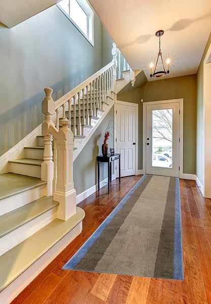 Washable Custom Size Runner Rug Brick Geometric Design Extra Long Runner Rugs for Hallways 26 Inch Wide x Pick Your Size by Feet Slip Skid Resistant Rubber Back (Brick Grey, 3 ft x 36 in)