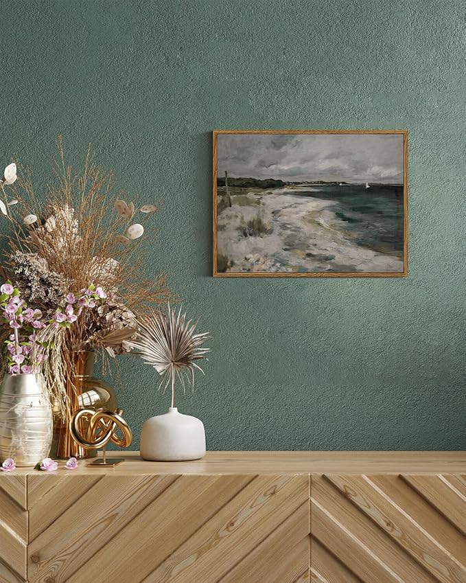 InSimSea Framed Canvas Wall Art Vintage Decor, Coastal Wall Art Living Room, Storm Clouds Pictures, Traditional Scenic Pictures for Bedroom Bathroom Farmhouse Office Decor, 12"x16"