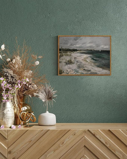InSimSea Framed Canvas Wall Art Vintage Decor, Coastal Wall Art Living Room, Storm Clouds Pictures, Traditional Scenic Pictures for Bedroom Bathroom Farmhouse Office Decor, 12"x16"