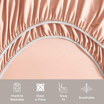 Nestl California King Sheet Set - 1800 Ultra-Soft Microfiber Cal King Bed Sheets - Double Brushed - Deep Pockets - Easy Fit - 4 Piece Set - Bed Sheets (California King, Peach)