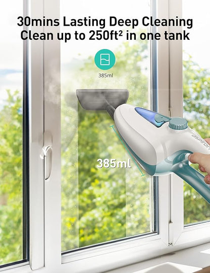 12-in-1 Steam Mop, Fast 15-Sec Heat-Up, 1500W Detachable Handheld Steam Cleaner with 2 Dirt Grip Pads, Removes 99.99% Stubborn Stains for Hardwood Floors, Windows, Tiles, Furniture, Turquoise