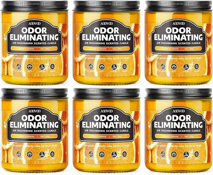 AOOVOO 6 Pack Citrus Lemon Odor Eliminating Highly Fragranced Candle - Eliminates 95% of Pet, Smoke, Food, and Other Smells Quickly, Air Freshing Soy Candle