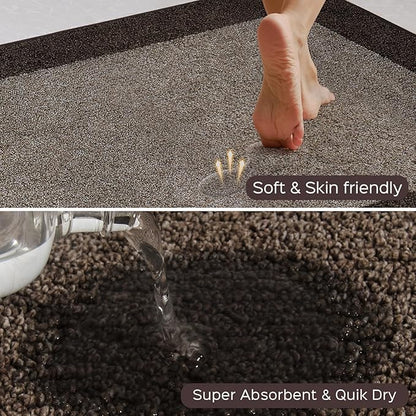 Machine Washable (24" x 36"+ 24" x 60"') Kitchen Rugs Set of 2, Non Slip Kitchen Mats for Floor, Absorbent Entrance Runner Rugs for Bedroom, Hallway, Bathroom, Door (Roll Packing)