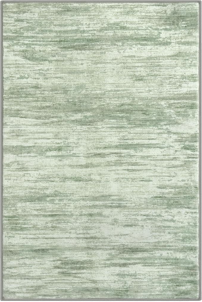 5x7 Modern Abstract Area Rug for Bedroom, Light Sage Green and Ivory Large Super Soft Washable Rug with Non-Slip, Non-Shedding Rugs for Living Room, Indoor Door Mat for Home Décor