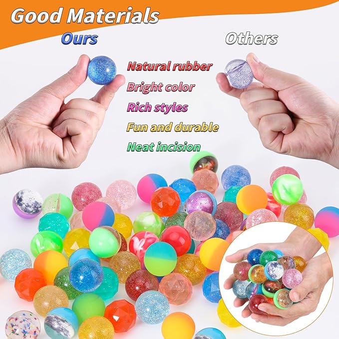 144 Pcs Bouncy Balls Bulk 32mm Bounce Balls 6 Styles High Bouncing Balls Toys for Kids Party Favors Birthdays Gift Classroom ssorted Colorful High Bouncing Ball for Boys Gilrs Birthday Carnival Prizes