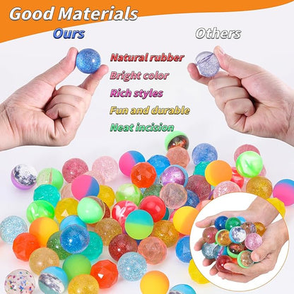 144 Pcs Bouncy Balls Bulk 32mm Bounce Balls 6 Styles High Bouncing Balls Toys for Kids Party Favors Birthdays Gift Classroom ssorted Colorful High Bouncing Ball for Boys Gilrs Birthday Carnival Prizes