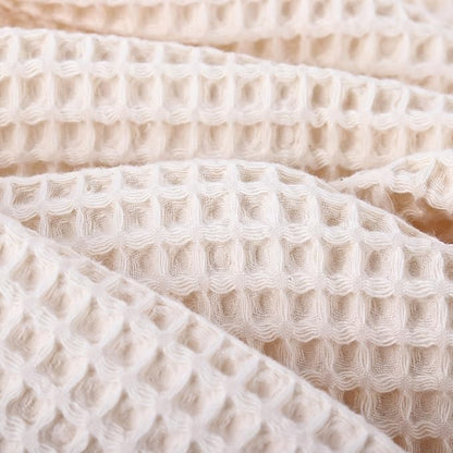 PÜSKÜL Waffle Kitchen Towels - Premium 100% Turkish Organic Cotton Ultra Soft Quick Dry Absorbent Lint Free Hand Dish Towel 32X16 Inches (3, Natural Beige)