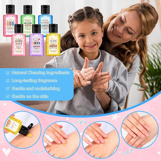 Frienda 24 Sets Bible Verse Hand Sanitizer Bulk Gift Set Christian Mini Travel Size Hand Sanitizers Small Religious Church Favors for Homeless Nurse Teacher Coworker Christmas Appreciation Gifts
