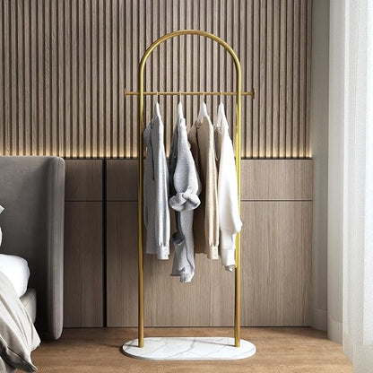Gold Clothing Rack, Small Clothes Rack with Marble Base, Heavy-duty Coat Racks Freestanding for Boutiques,Modern garment racks for hanging clothes,Can Hang Jacket Garment, Hat, Scarf 20.5" W