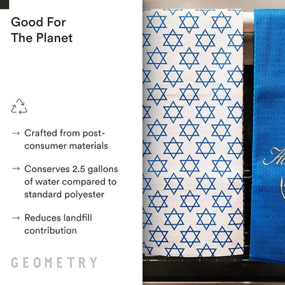 GEOMETRY Christmas Kitchen Towels - Quick Dry Microfiber Cloth Dish Towels for Kitchen Drying - Premium Quick Dry Towel, 2-Pack Set (Davids Star + Happy Hanukkah (Hanukkah Happiness)