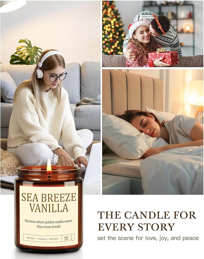 4 Pack Scented Candles for Home Scented: 28oz Soy Candles for Women, Up to 200H Burning, Aromatherapy Candle Set, Jar Candle Gift Set for Birthday Christmas, Scents of Sage/Vanilla/Lavender/Eucalyptus