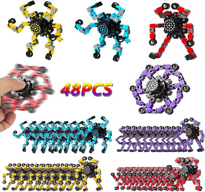 48pcs Transformable Fidget Spinners Children's Advanced Fidget Toys for Stress Relief Ideal Fidget Spinners for Sensory Toys for Boys and Girls with Autism，Party Favors