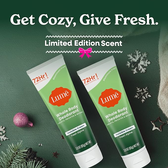 Lume Whole Body Deodorant - Invisible Cream Tube - 72 Hour Odor Control - Doctor Developed - Aluminum Free, Baking Soda Free and Skin Loving - 3.0 Ounce (Fresh Alpine)