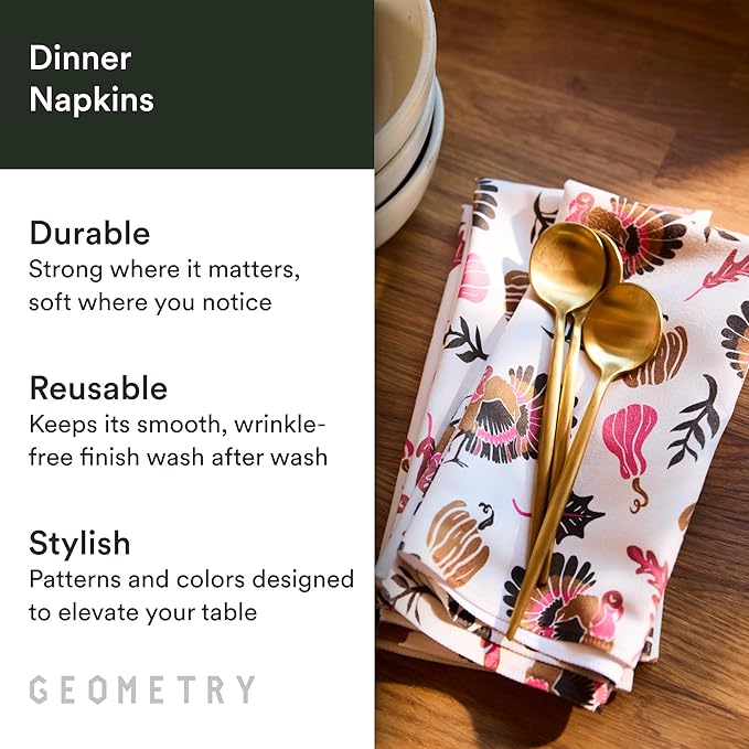 GEOMETRY Christmas Dinner Napkins - Premium Cloth Napkins - Quick Dry & Super Absorbent Table Napkins - Premium Geosuede Linen Napkins - Merry Xmas 19" x 19" - 6 Pieces