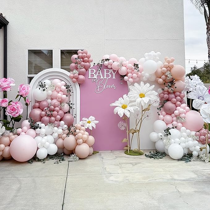 Pink Balloons, 12 Inch 50 Pcs Boho Blush Pink Party Balloon Dusty Rose Nude Pink Balloons Retro Vintage Pink Latex Helium Balloons for Girls Baby Shower Anniversary Wedding Birthday Party Decor