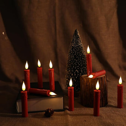 Set of 10 PCS Flickering Christmas Tree Candle Lights, Clip on Candles for Christmas Tree Battery Operated with Remote, Flameless LED Window Candles for Home Christmas Party Decoration