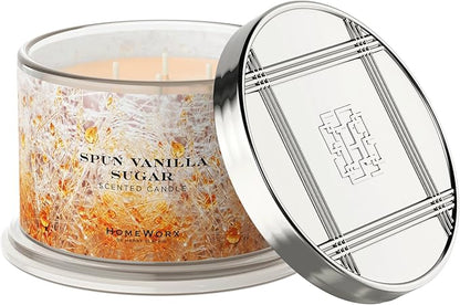 HomeWorx by SLATKIN + CO. Candle- Spun Vanilla Sugar, 18 oz. Premium Scented Candle - 30-55 Hours Burn Time