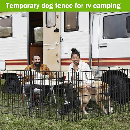 15 Panels No Dig Decorative Outdoor Garden Fence for Yard, 32 in(H) X 35.4 ft(L) Animal Barrier Fencing Rustproof Metal Wire Panel Border for Dog, Rabbits, and Patio Temporary Ground Stakes