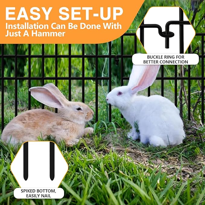 35 Panels Animal Barrier Fence No Dig, 37.92ft(L) X 12in(H) Rabbit Fences Ground Defense Border Small Metal Fencing, Dog Under Barriers Blocker for Garden, Flower Bed, Patio