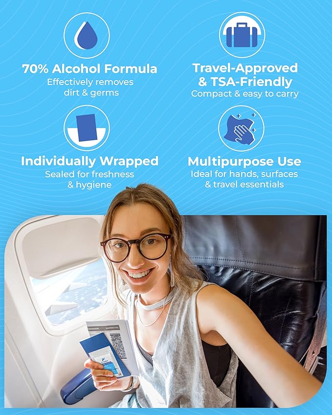Travel Sanitizing Wipes (10 Count (1 Pack of 10))