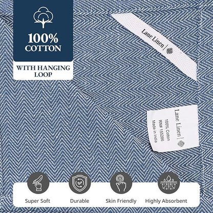 LANE LINEN Kitchen Towels Set - 100% Pure Cotton Dish Towels for Kitchen, Super Absorbent Kitchen Hand Towel, Blue Tea Towels, Soft & Durable Dish Cloths, Pack of 12 – 15”x25”, Blue Chambray